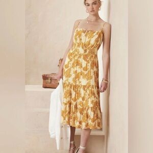 Banana Republic Yellow Sunlit Floral Midi Dress